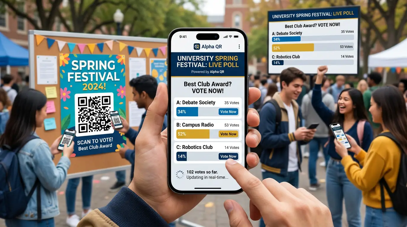 Live Campus Election and Spring Festival Poll QR Code in Action
