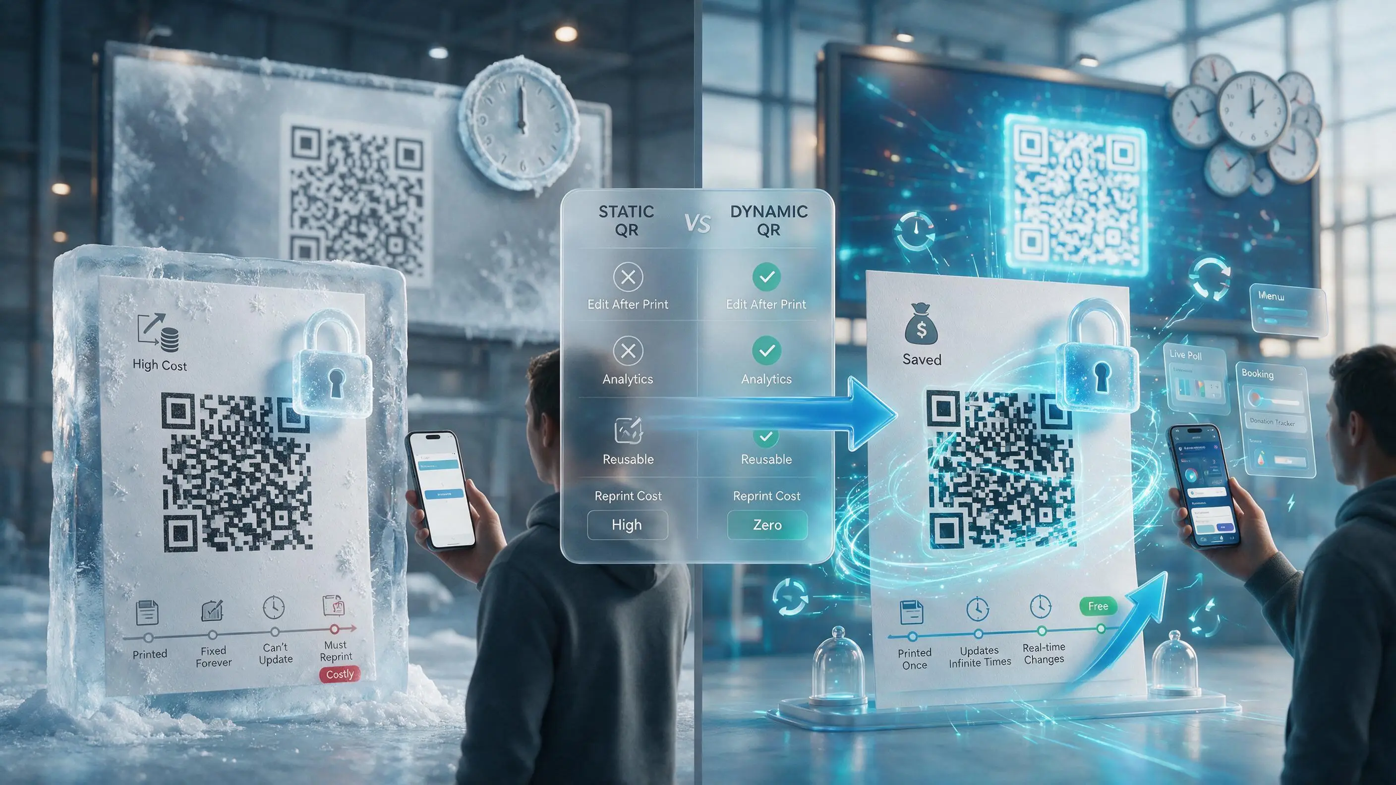 Static QR vs Dynamic QR Comparison: Costly Frozen Reprints vs Free Infinite Real-Time Updates